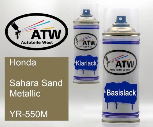 Honda, Sahara Sand Metallic, YR-550M: 400ml Sprühdose + 400ml Klarlack - Set, von ATW Autoteile West.